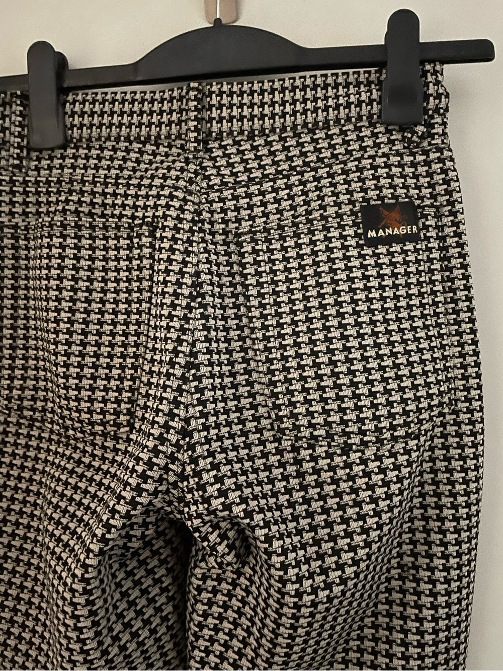 Y2K Manager Black and Cream Houndstooth Pants